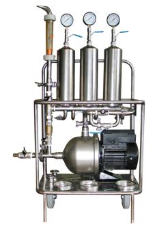 Multifunctional pilot filtration system for filtration of small volumes of products, ingredients, for pilot filtration and testing of various technologies